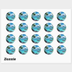 Sticker Rond Rêve, Paradis Tropical,