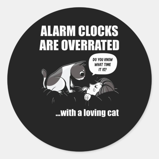 Sticker Rond Réveillez-vous le chat (Devant)