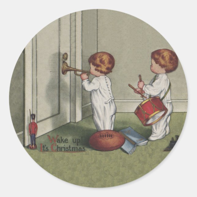 Sticker Rond Réveillez-vous son joli enfant de Noël (Devant)