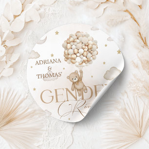 Sticker Rond Révélation de genre de l'ours en peluche