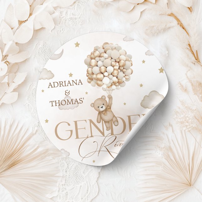 Sticker Rond Révélation de genre de l'ours en peluche (Créateur téléchargé)