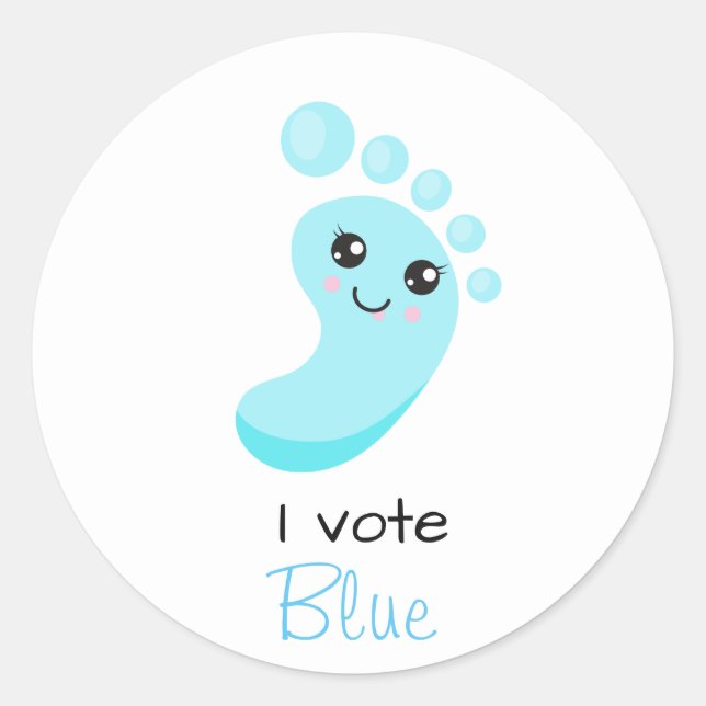 Sticker Rond Révélation de genre Je vote Baby shower garçon ble (Devant)