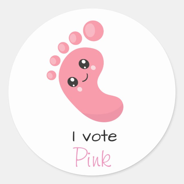 Sticker Rond Révélation de genre Je vote Baby shower rose (Devant)