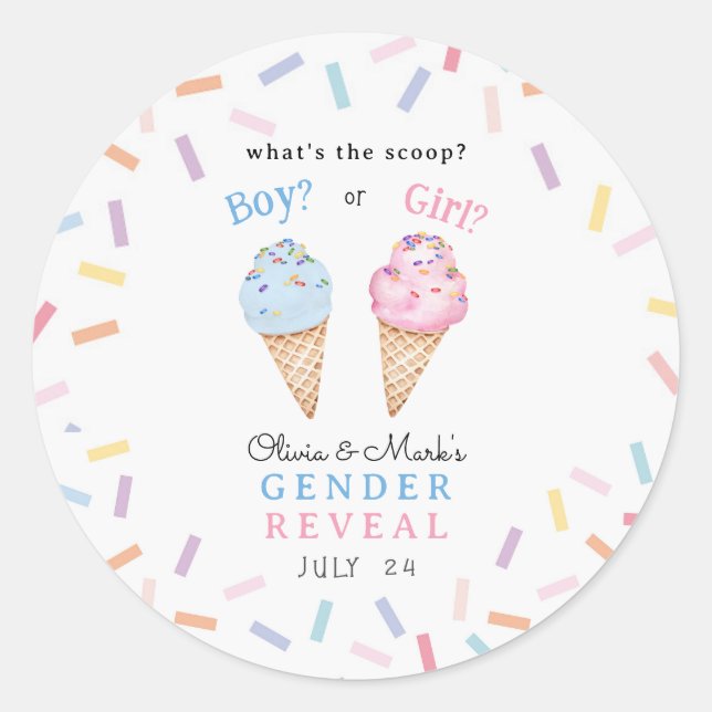 Sticker Rond Révélation du genre de la chaîne Icecream (Devant)