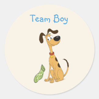 Sticker Rond Révélation du sexe de l'équipe garçon / Chien Rico
