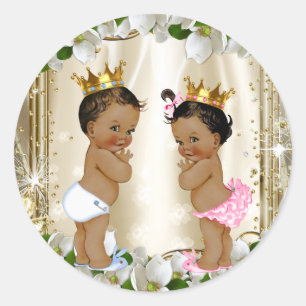 Sticker Rond Révélation du sexe du bébé Prince Princesse Ethniq