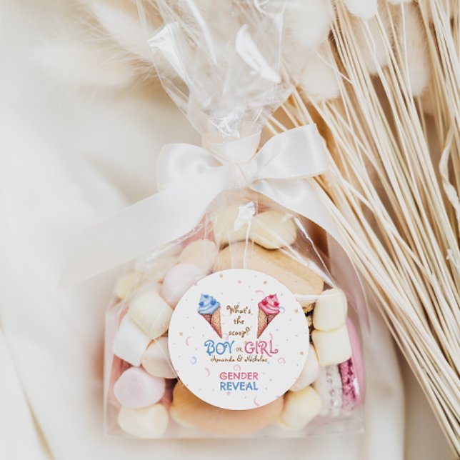 Sticker Rond Révéler le genre Crème glacée Scoop (Créateur téléchargé)