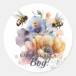 Sticker Rond Révéler le genre Garçon bébé sera