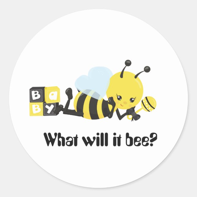 Sticker Rond Révéler le genre Que sera l'abeille (Devant)