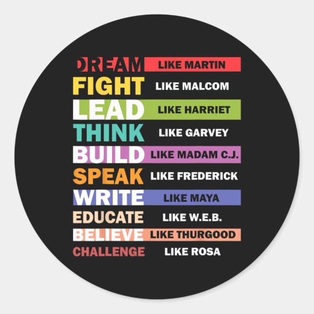 Sticker Rond Rêver Comme Martin Plomb Comme Harriet Black Histo (Devant)