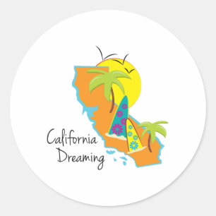 Sticker Rond Rêver de la Californie