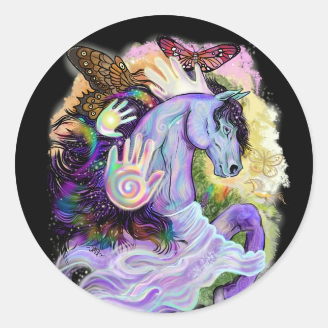 Sticker Rond Rêves équins (Devant)