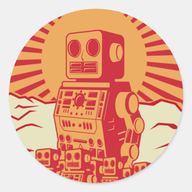 Sticker Rond Révolte des robots (Devant)
