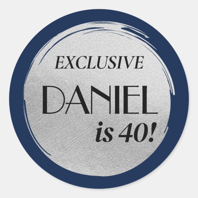 Sticker Rond Revue d'anniversaire moderne Couverture bleu argen (Devant)