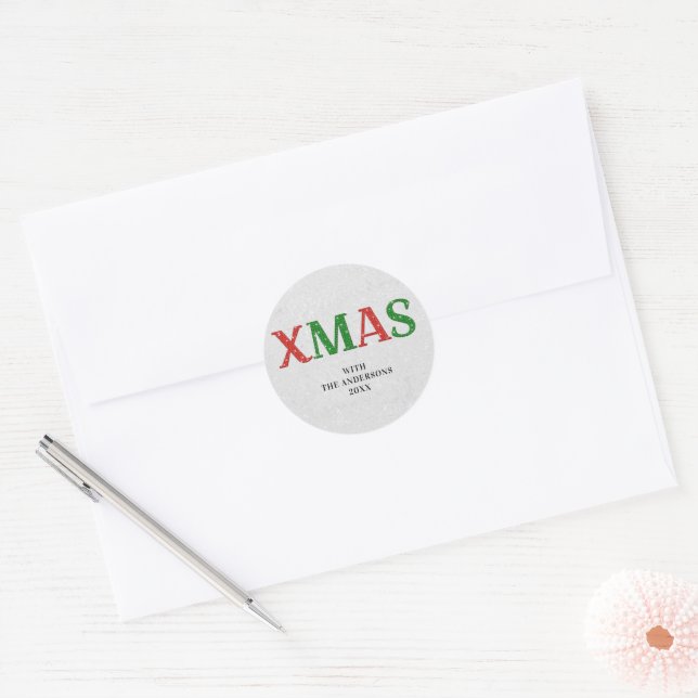 Sticker Rond Rhinestone Parties scintillant Noël Rouge Vert Noë (Enveloppe)