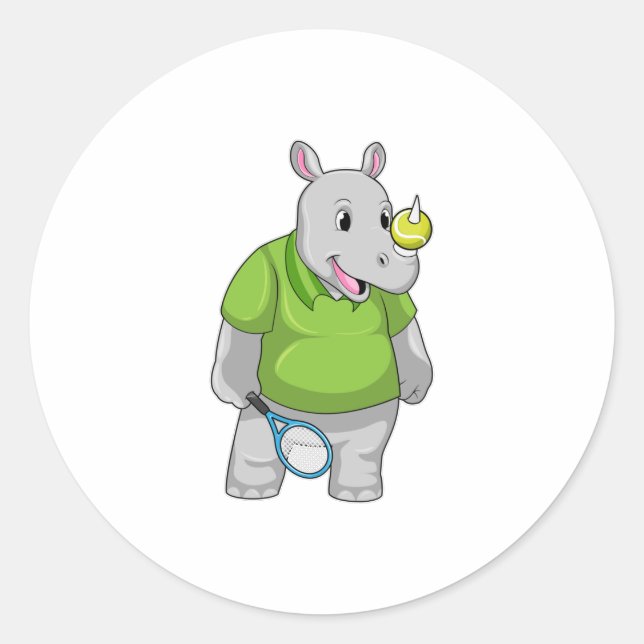 Sticker Rond Rhino at tennis (Devant)