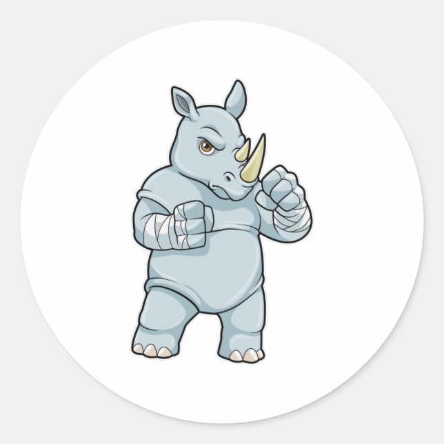 Sticker Rond Rhino en boîte à Boxer (Devant)