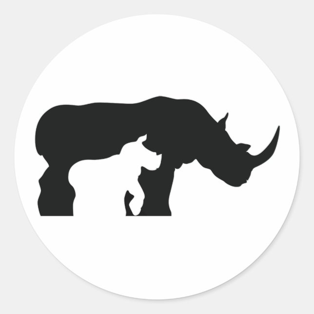 Sticker Rond Rhino noir et blanc (Devant)