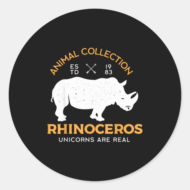 Sticker Rond Rhinoceros Unicorns Are Real Funny Animal  (Devant)