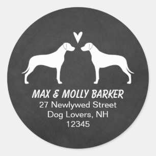 Sticker Rond Rhodesian Ridgebacks Love Adresse de retour