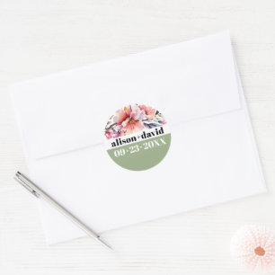 Sticker Rond Rhododendron branche et mariage typographie audaci