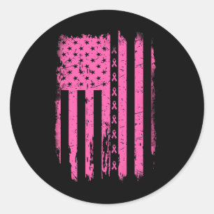 Sticker Rond Ribbon American Flag Usa Sensibilisation au cancer