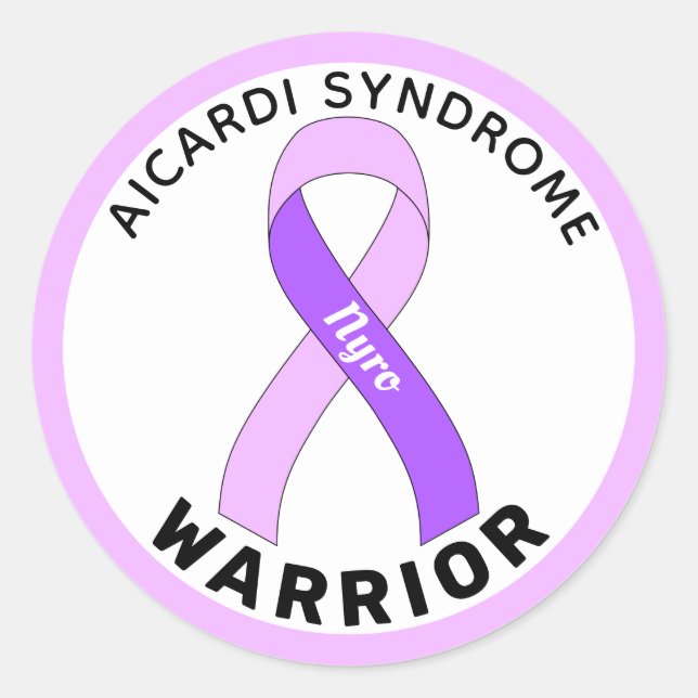 Sticker Rond Ribbon blanc du guerrier du syndrome d'Aicardi (Devant)