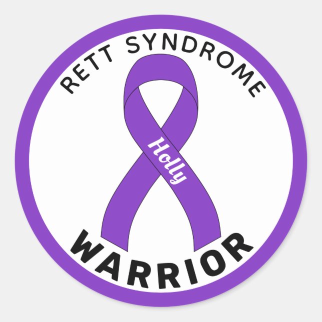 Sticker Rond Ribbon blanc du guerrier du syndrome de retour (Devant)