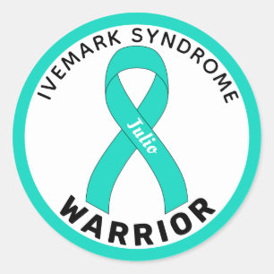 Sticker Rond Ribbon blanc du guerrier du syndrome d'Ivemark