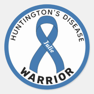Sticker Rond Ribbon blanc guerrier de la maladie de Huntington