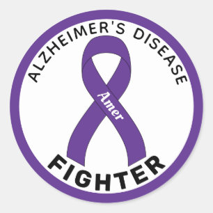 Sticker Rond Ribbon blanc pour la lutte contre la maladie d'Alz