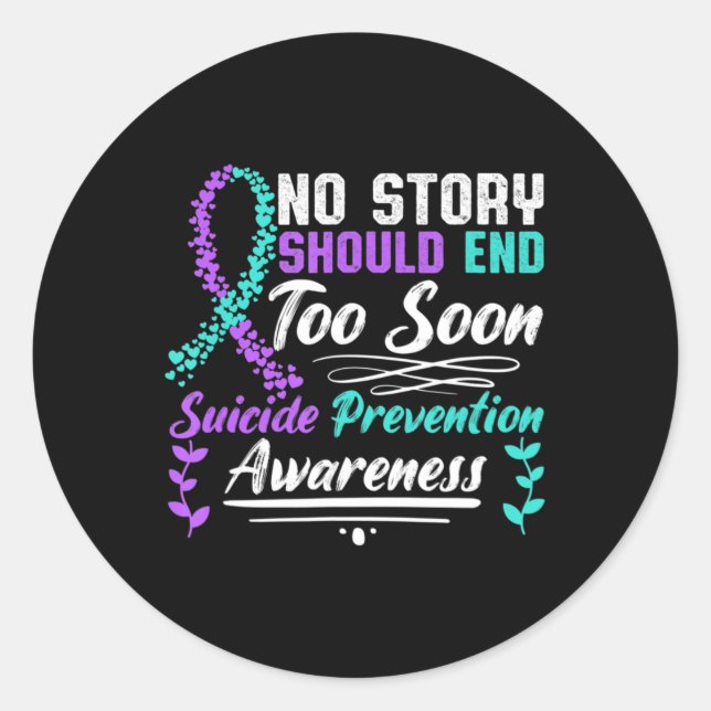 Sticker Rond Ribbon de sensibilisation au suicide Aucune histoi (Devant)