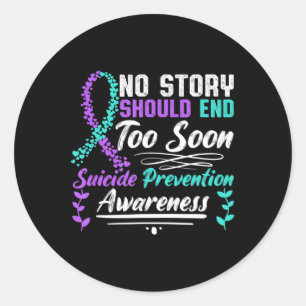 Sticker Rond Ribbon de sensibilisation au suicide Aucune histoi