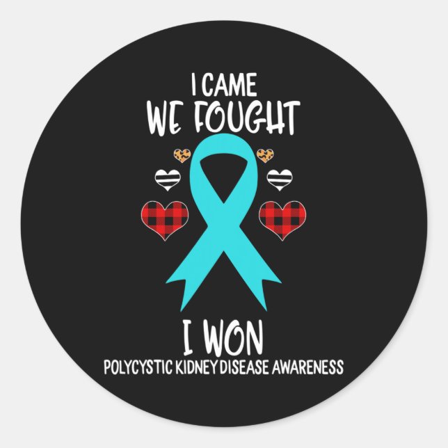 Sticker Rond Ribbon de sensibilisation aux maladies du rein Je  (Devant)