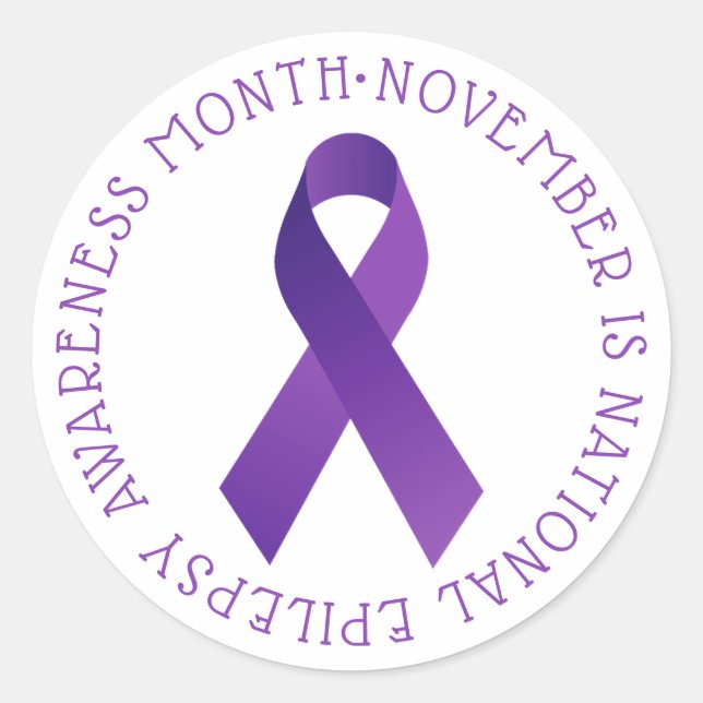 Sticker Rond Ribbon du mois de sensibilisation à l'épilepsie na (Devant)