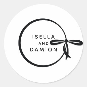 STICKER ROND RIBBON NOIR & BAS