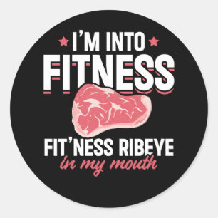 Sticker Rond Ribeye Steak Funny Fitness Humour