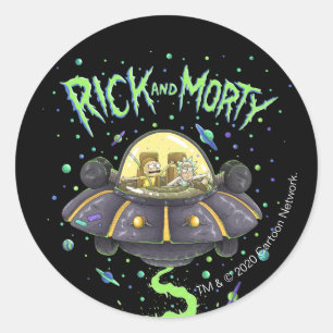 Sticker Rond RICK ET MORTY™ Graphique de vol spatial illustré