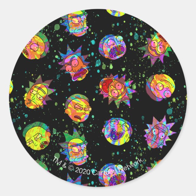 Sticker Rond RICK ET MORTY™ | Motif psychédélique (Devant)
