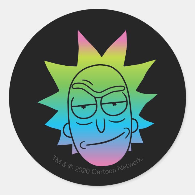 Sticker Rond RICK ET MORTY™ | Rainbow Rick Head motif (Devant)