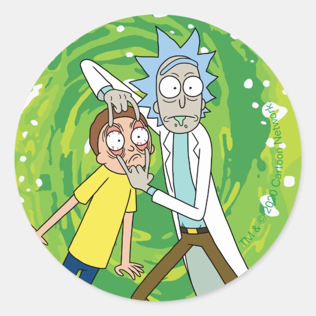 Sticker Rond RICK ET MORTY™ | Regardez Ça (Devant)