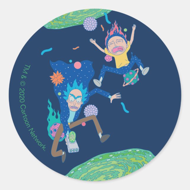 Sticker Rond RICK ET MORTY™ | Saut de portail infecté (Devant)