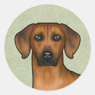Sticker Rond Ridback Rhodésien Tête de Chien Lion Africain Vert