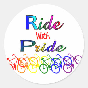 Sticker Rond Ride Avec Fierté Gay Cadeaux Cyclistes Lesbiennes