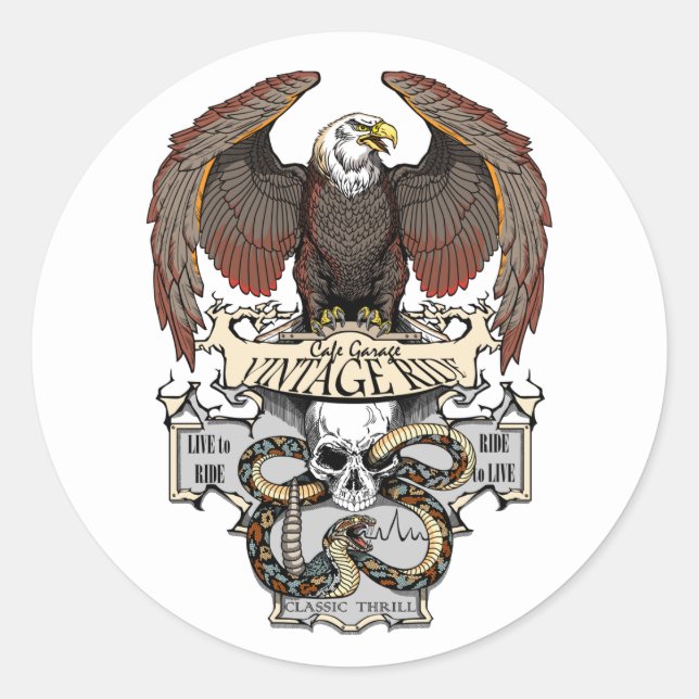 Sticker Rond Ride To Live Live To Ride Biker design (Devant)