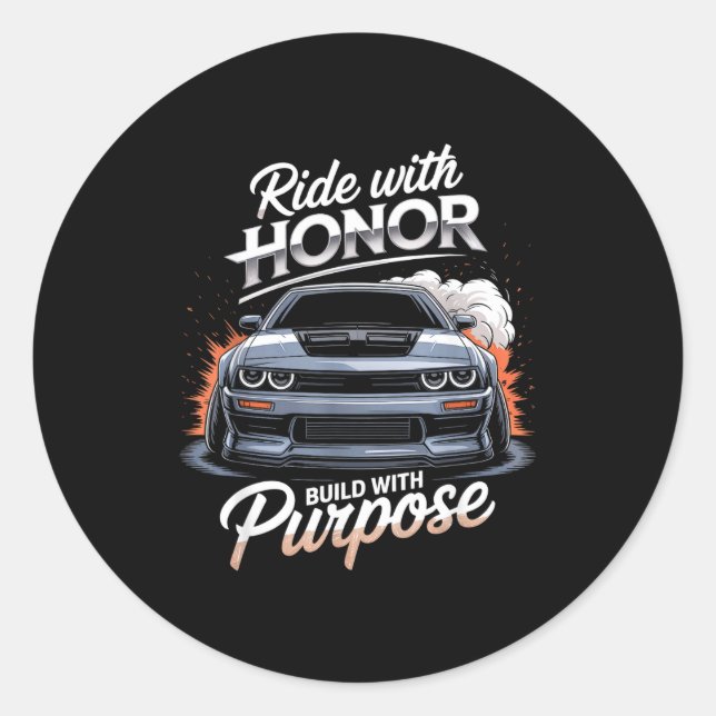 Sticker Rond Ride With Honor Car Lover  (Devant)