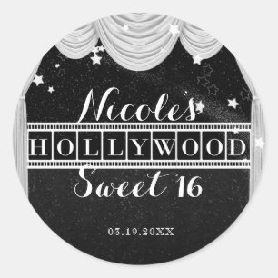 Sticker Rond Rideaux HOLLYWOOD Noir & Blanc, Cadeau de Fête