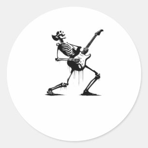 Sticker Rond Riffs De Beyond Skeleton Guitariste En Graffiti S