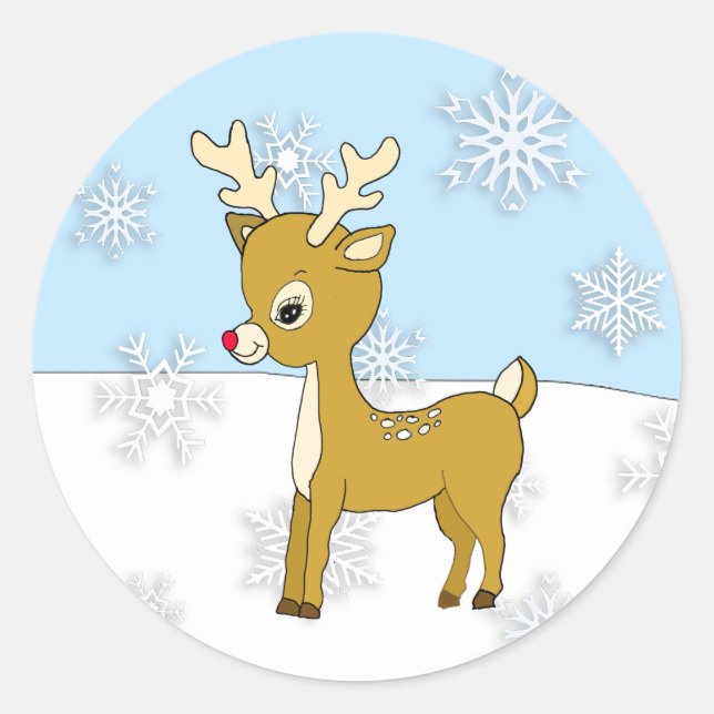 Sticker Rond Rinder le jour d'hiver (Devant)