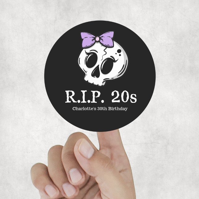 Sticker Rond Rip 20s Coquette Aesthétique Bow 30th Birthday Par (Rip 20s Coquette Aesthetic Bow 30th Birthday Party Classic Round Sticker
)